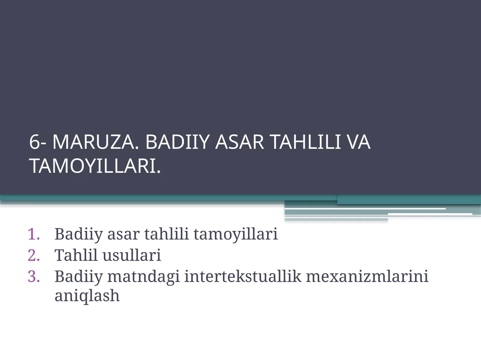 MARUZA. BADIIY ASAR TAHLILI VA TAMOYILLARI