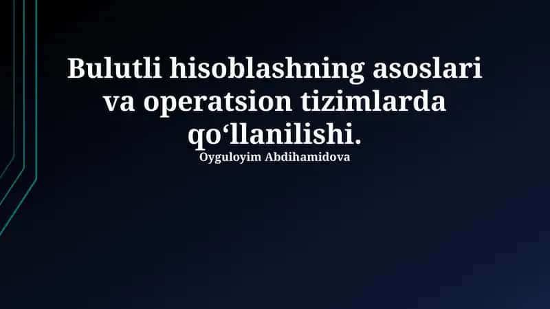 Bulutli Operatsion Tizimlar