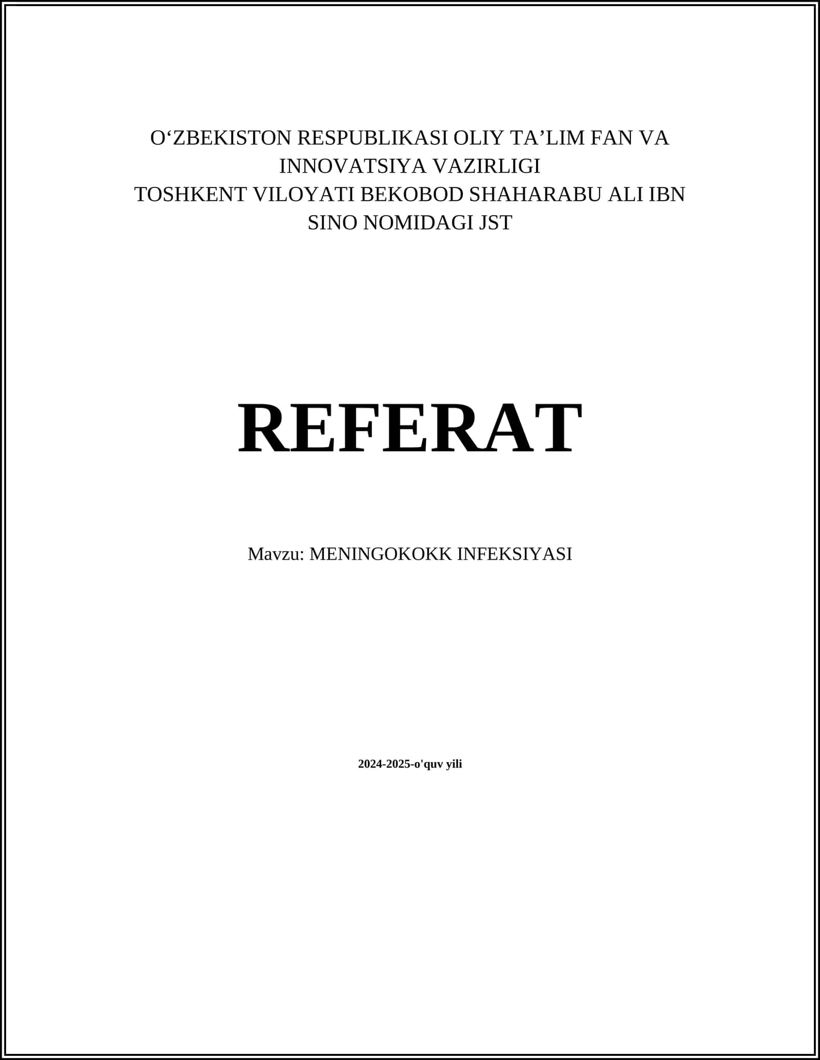 MENINGOKOKK INFEKSIYASI