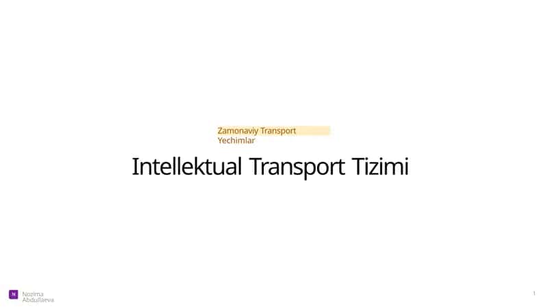 Zamonaviy Transport Yechimlar