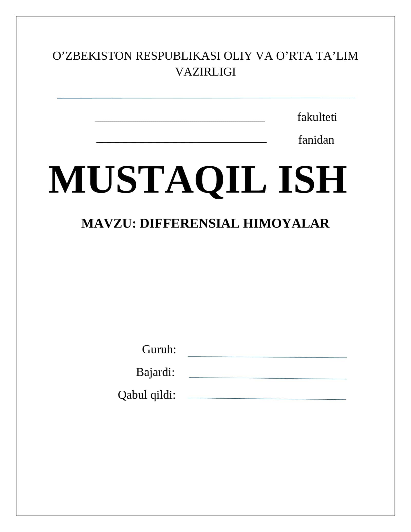 DIFFERENSIAL HIMOYALAR