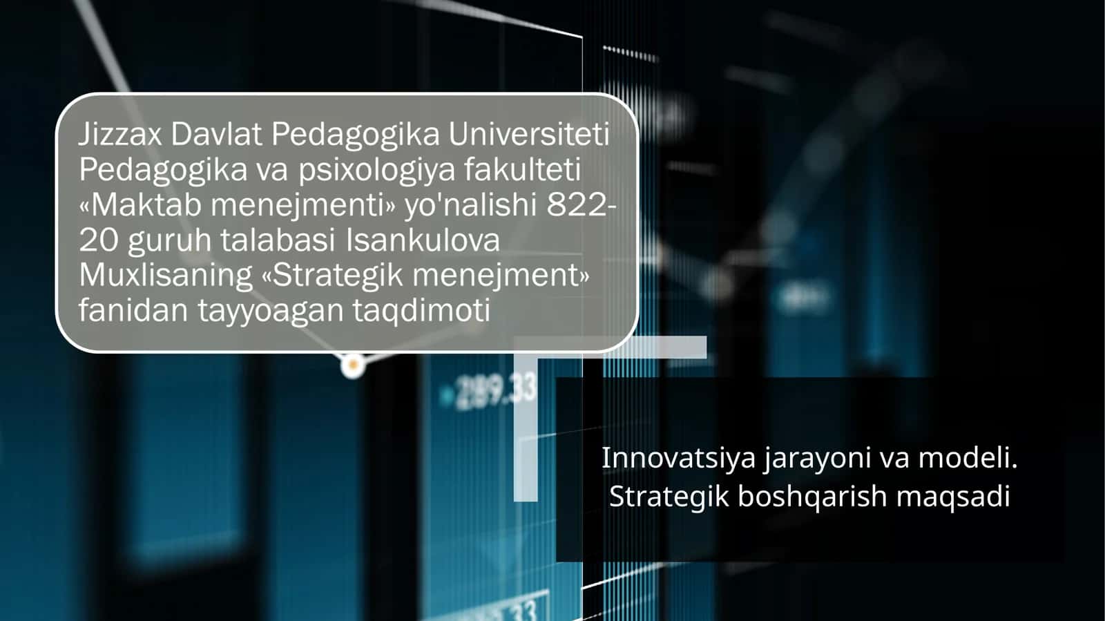 Innovatsiya jarayoni va modeli. Strategik boshqarish maqsadi