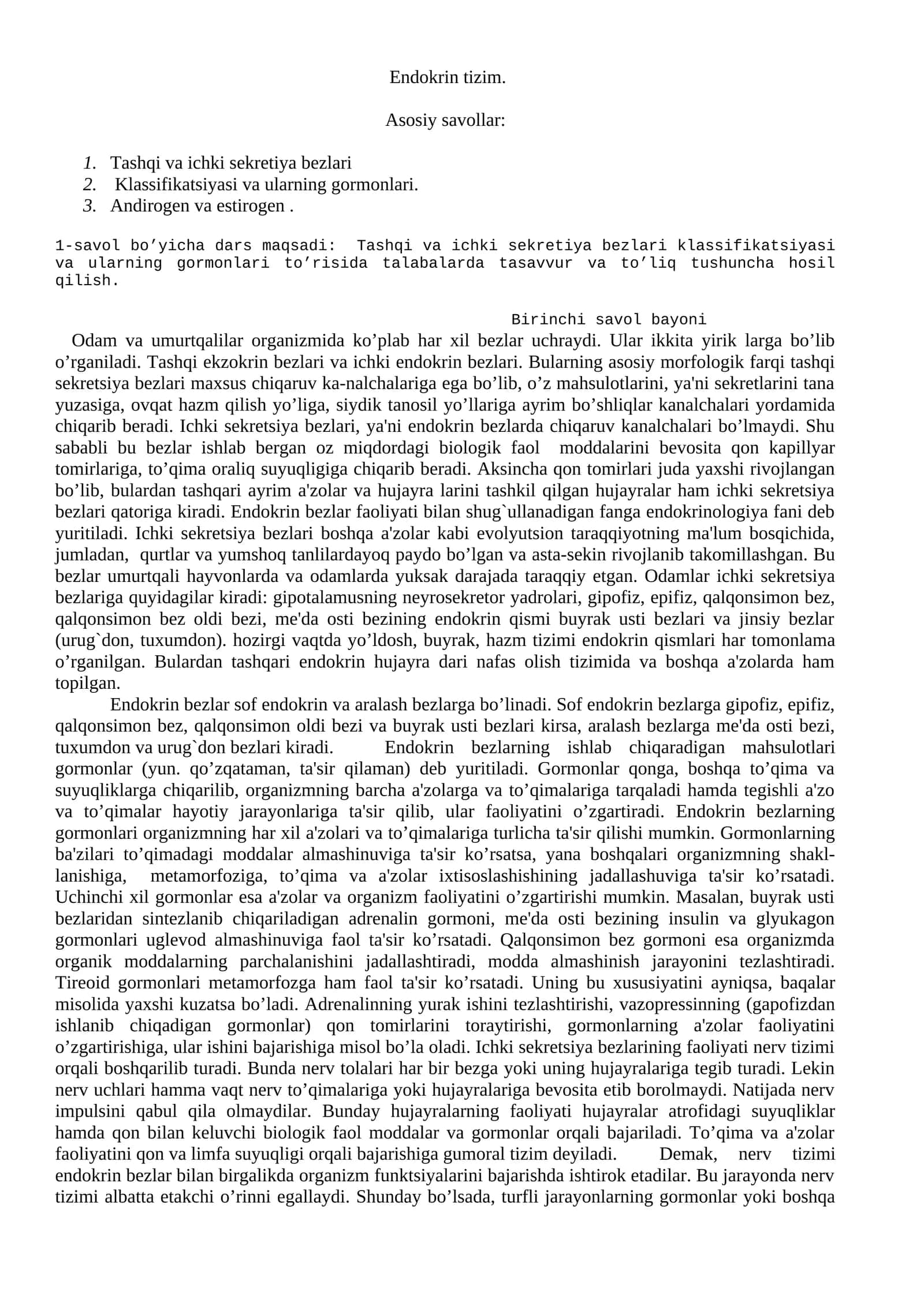 Endokrin tizim