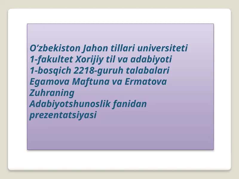 Badiiyasardag’oya va mavzu tahlili