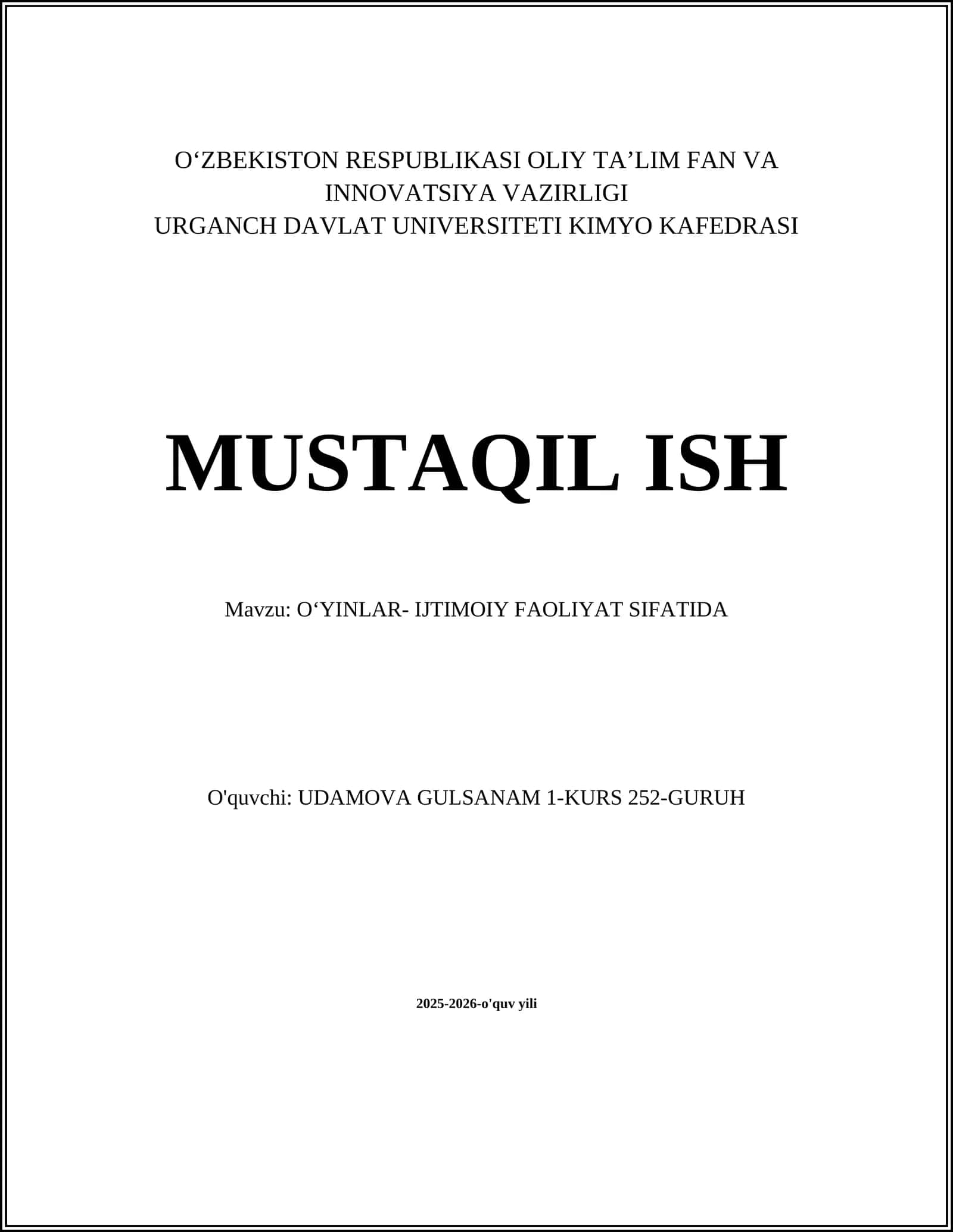 OʻYINLAR- IJTIMOIY FAOLIYAT SIFATIDA