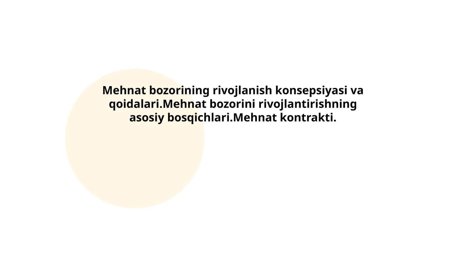 Mehnat bozorining rivojlanish konsepsiyasi va qoidalari