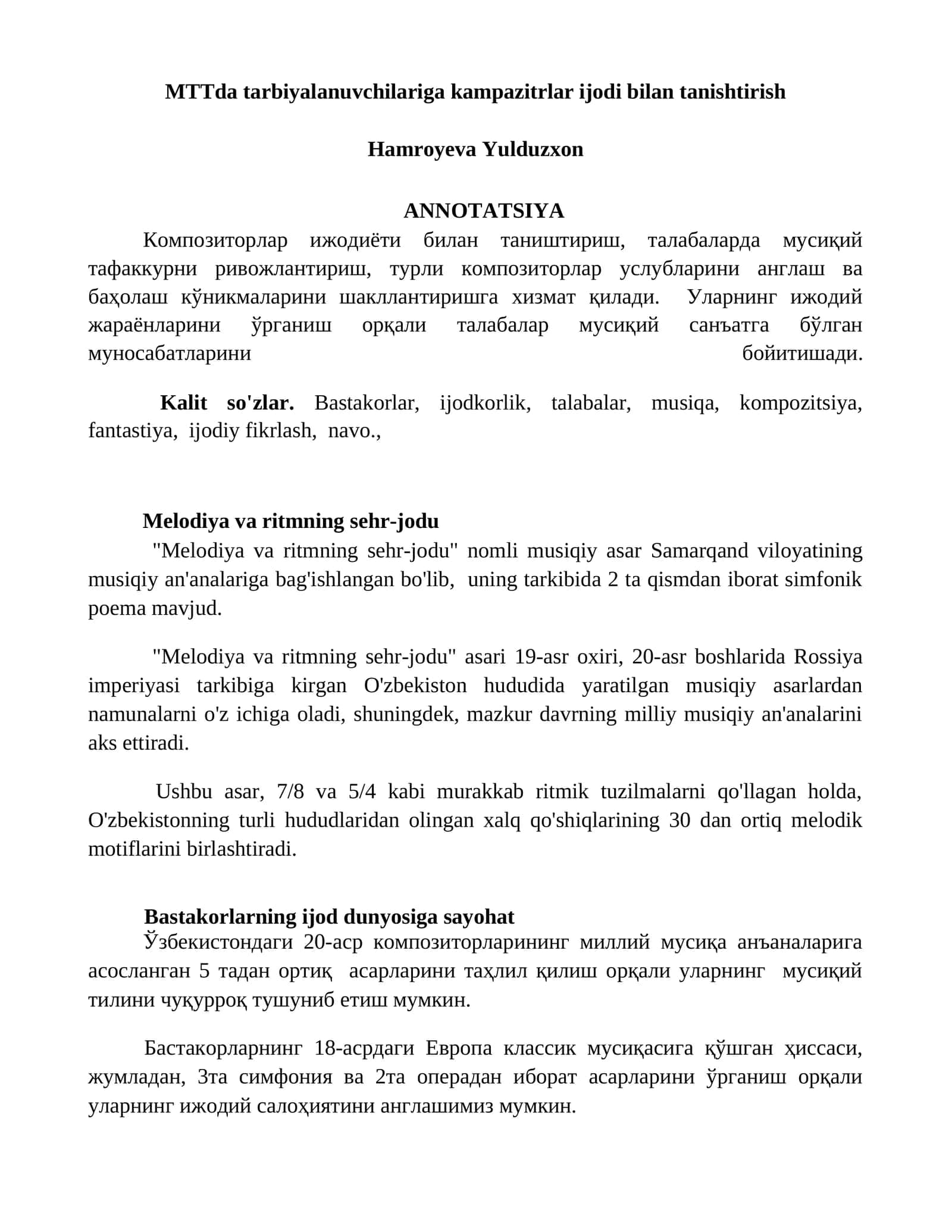 Melodiya va ritmning sehr-jodu