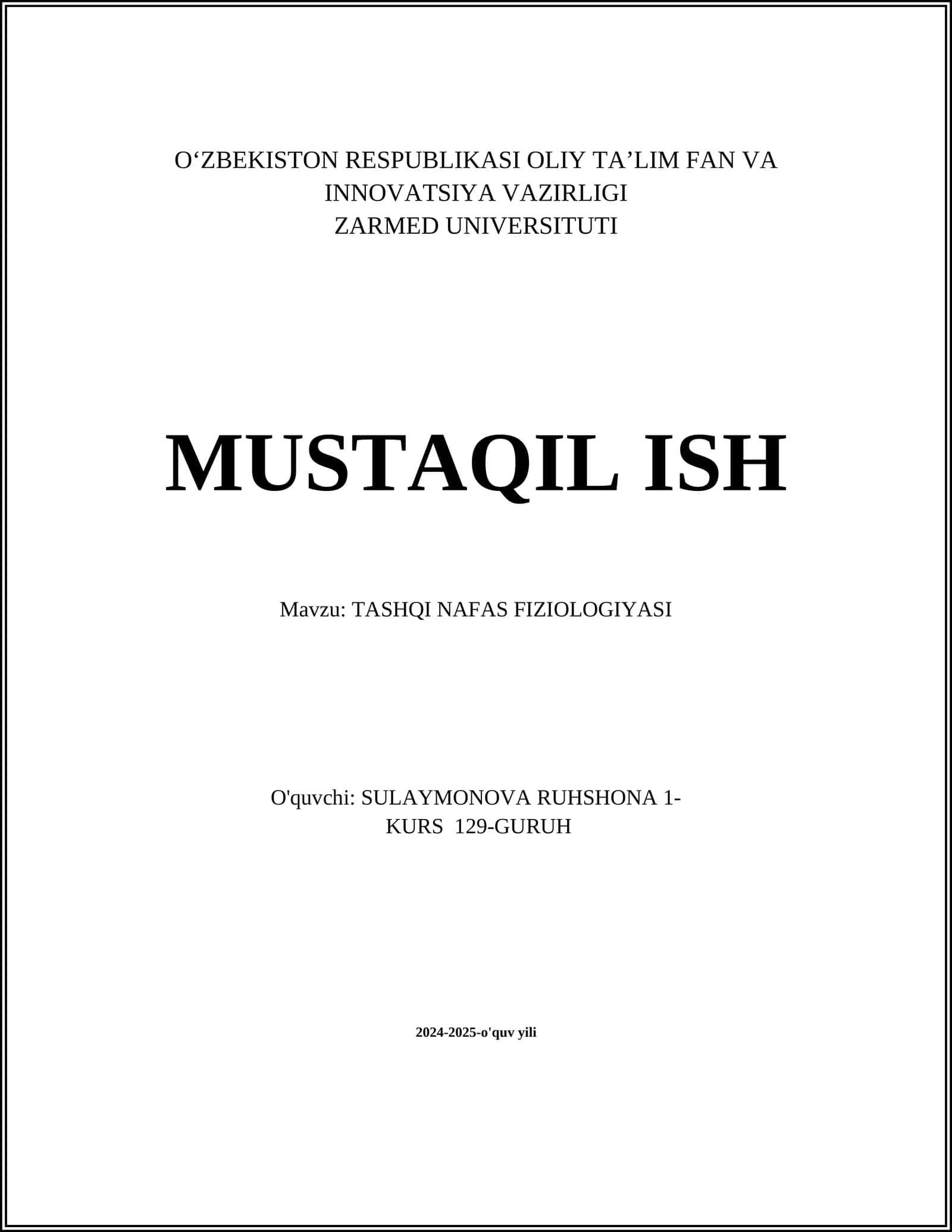 Tashqi Nafas Fiziologiyasi