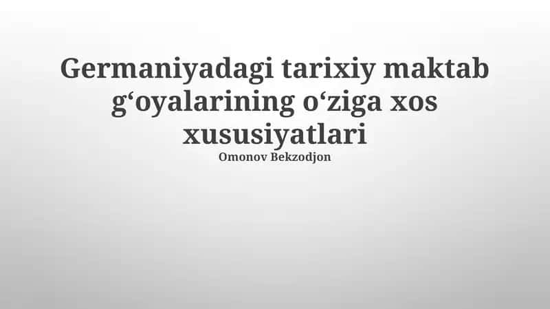 Tarixiy Maktabning Iqtisodiy Nazariyalari
