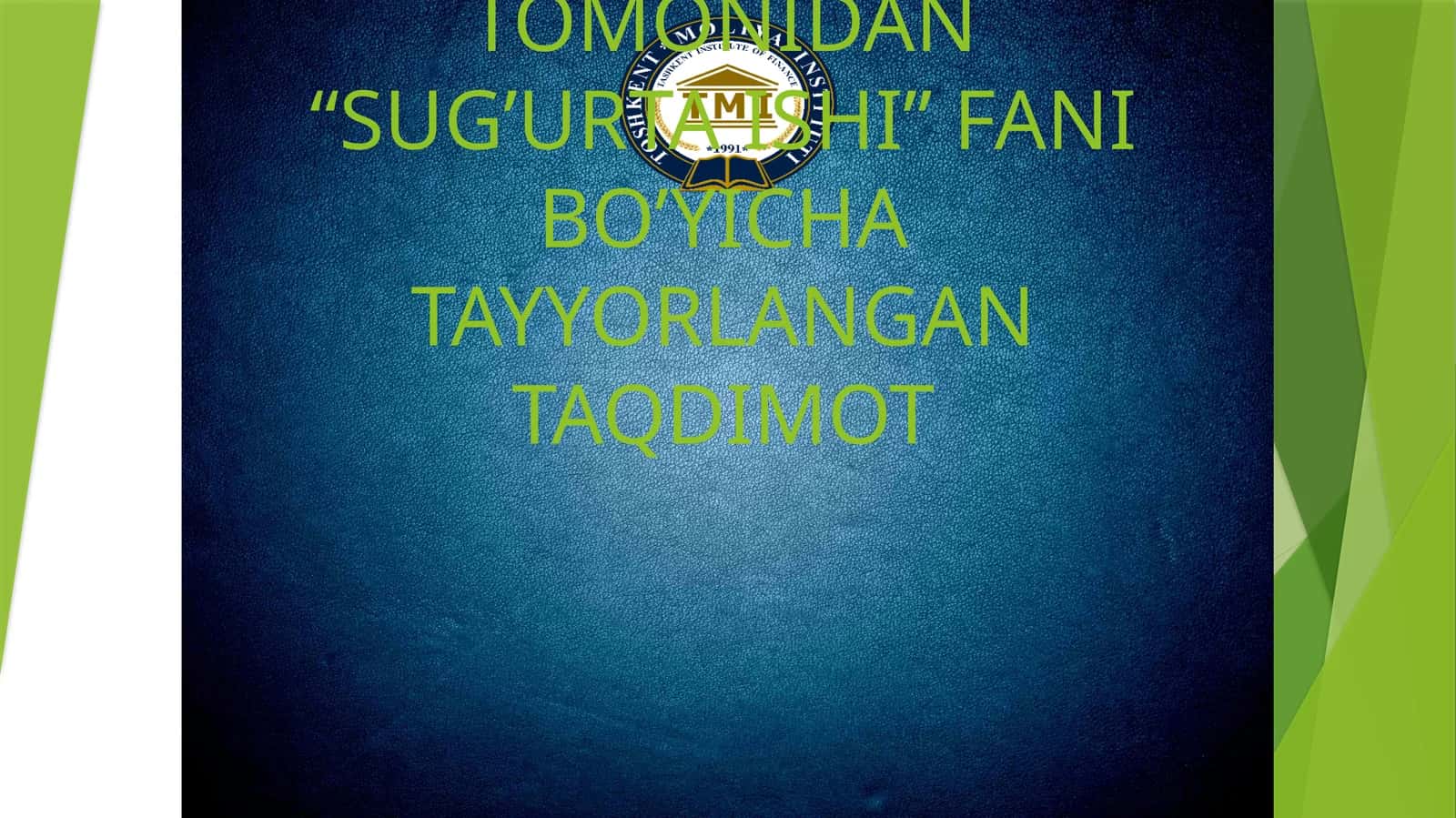 SUG’URTA MAXSULOTINI YARATISH VA SOTISH TEXNOLOGIYALARI