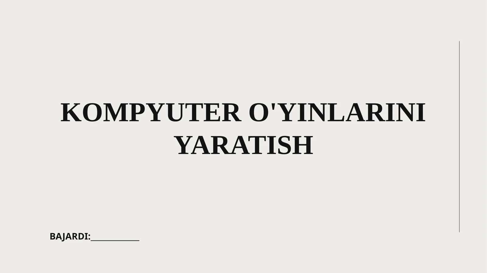 O'yin dizayni asoslari