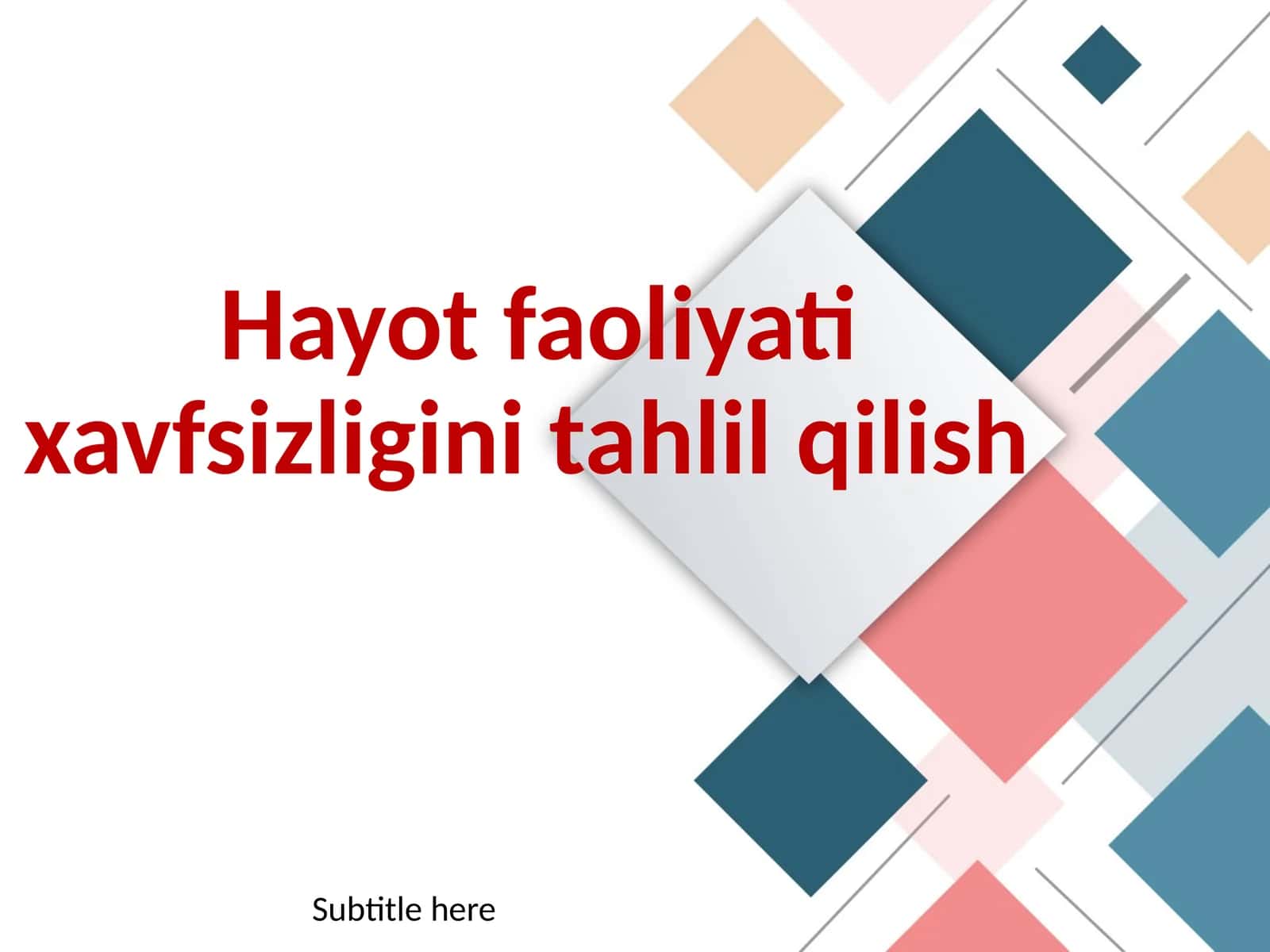 Hayot faoliyati xavfsizligini tahlilqilish