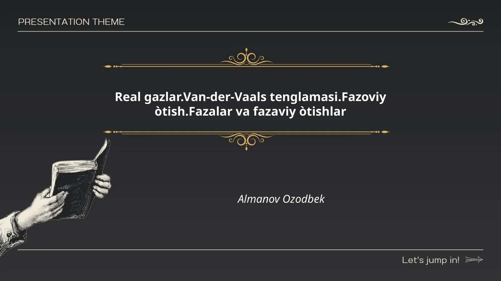 Haqiqiy gazlar.Van-der-Vaals tenglamasi.Fazoviy òtish.Fazalar va fazaviy òtishlar