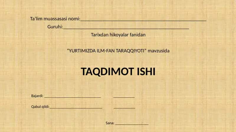 YURTIMIZDA ILM-FAN TARAQQIYOTI