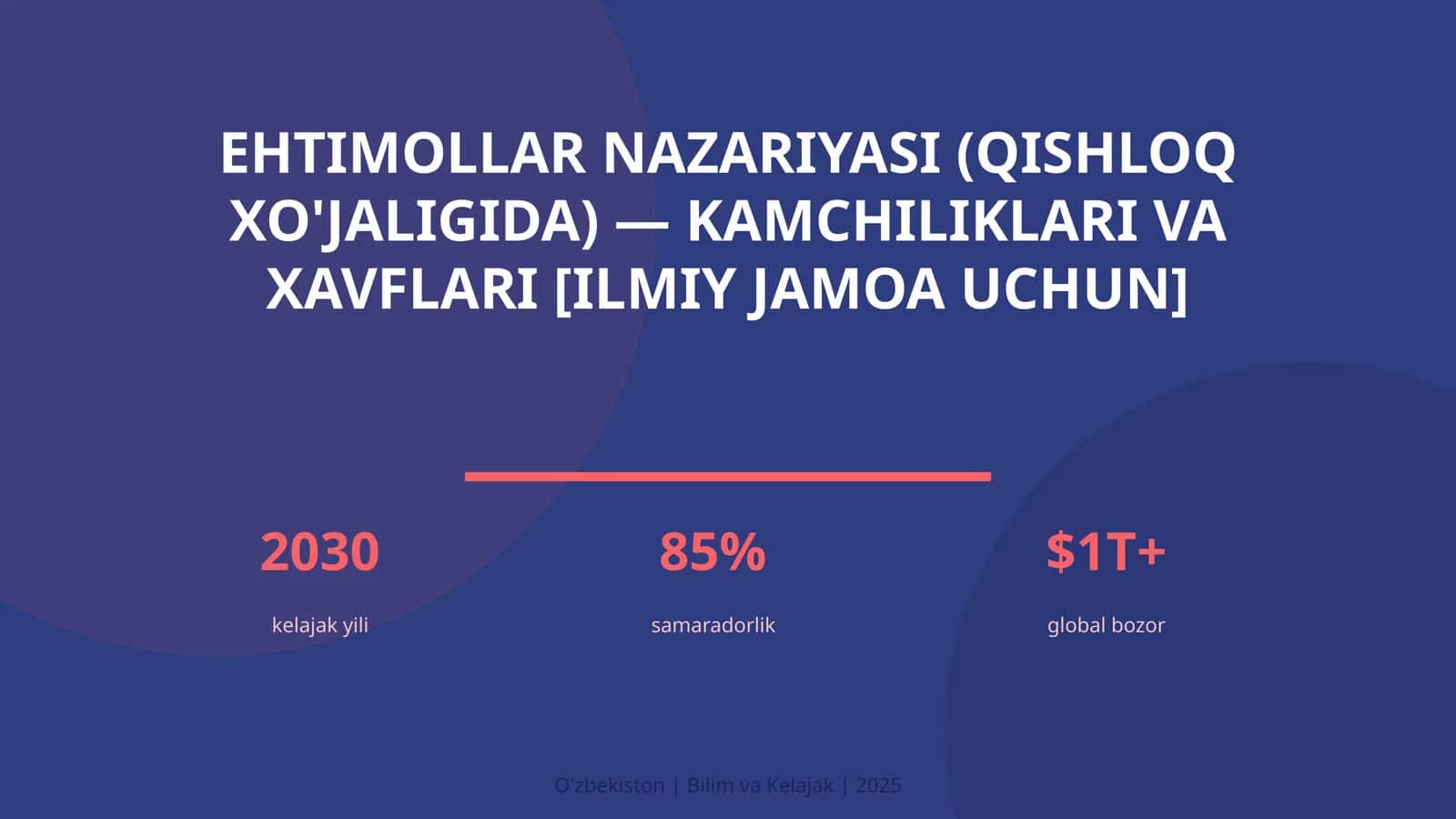 Ehtimollar nazariyasi (qishloq xo'jaligida) — kamchiliklari va xavflari [ilmiy jamoa uchun]