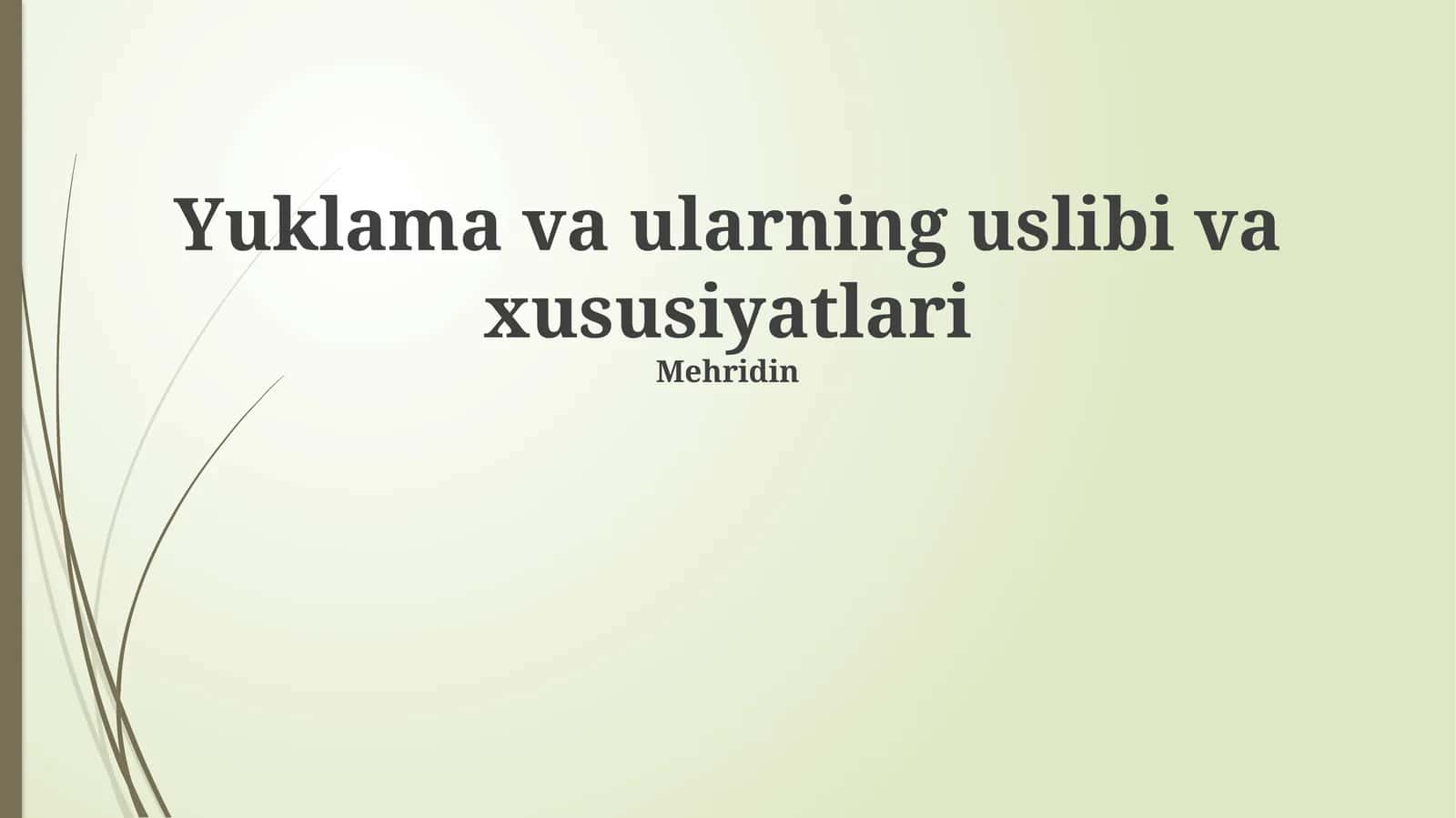 Yuklash turlari