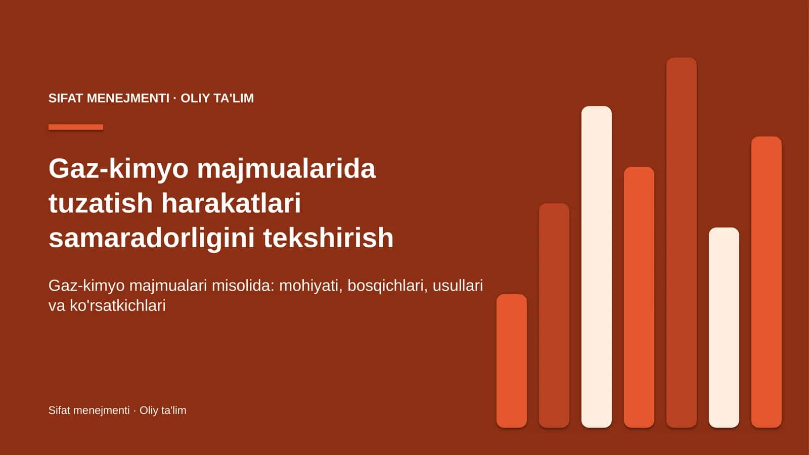 Gaz-kimyo majmualarida tuzatish harakatlari samaradorligini tekshirish