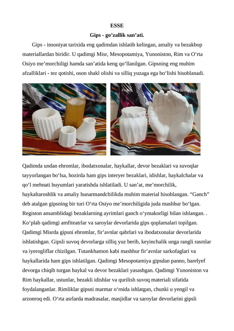 Gips - go’zallik san’ati.