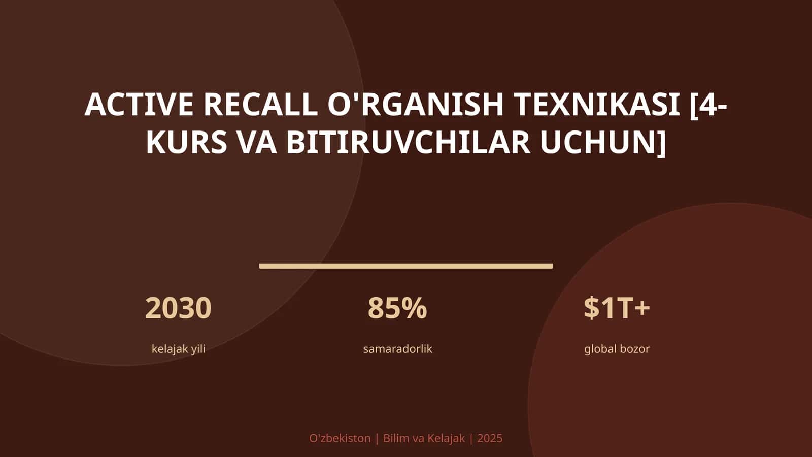 Active recall o'rganish texnikasi [4-kurs va bitiruvchilar uchun]