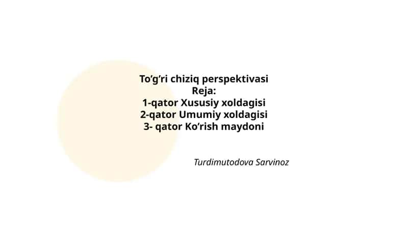 To’g’ri chiziq perspektivasi