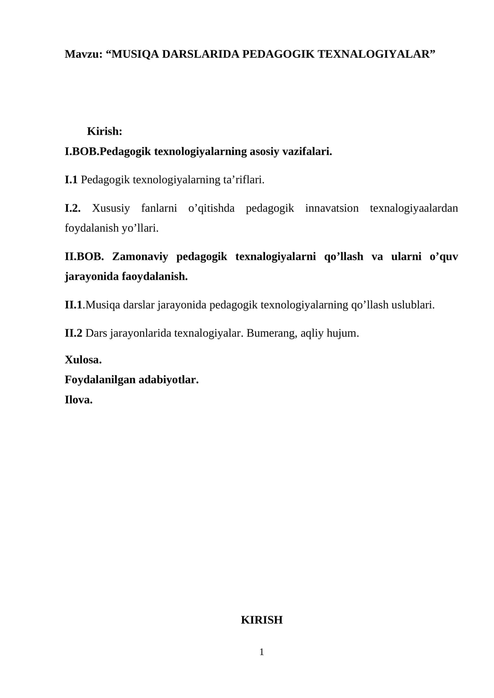 MUSIQA DARSLARIDA PEDAGOGIK TEXNALOGIYALAR