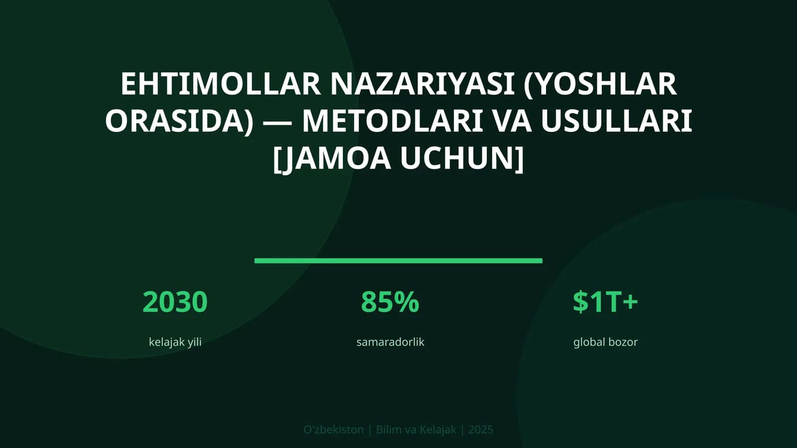 Ehtimollar nazariyasi (yoshlar orasida) — metodlari va usullari [jamoa uchun]
