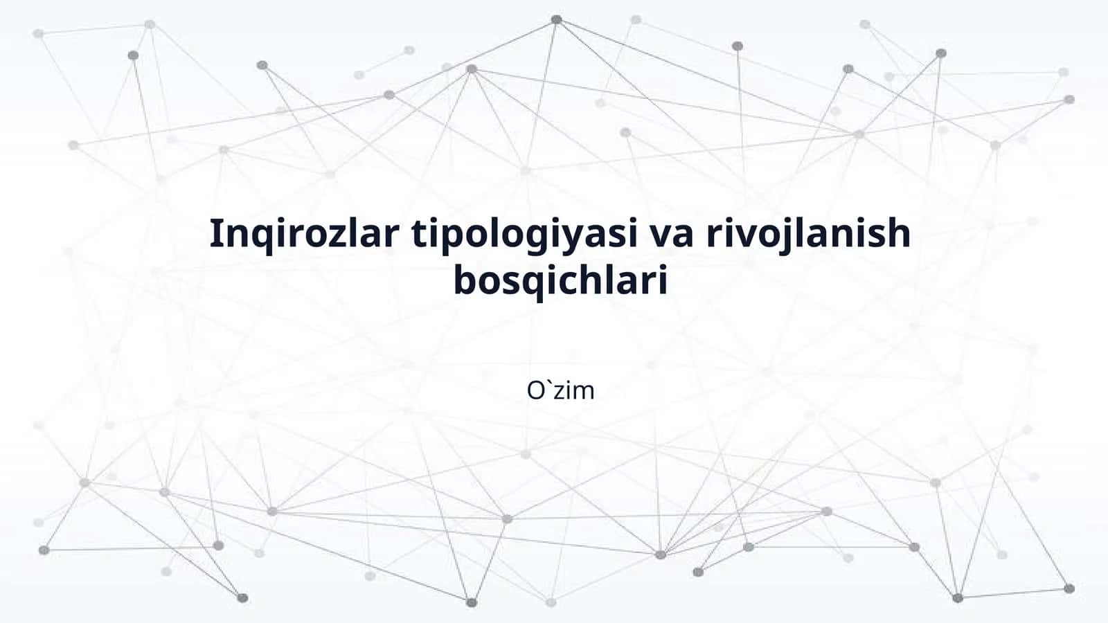 Inqirozlar tipologiyasi va rivojlanish bosqichlari