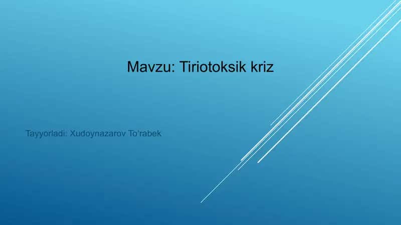 Tiriotoksik kriz