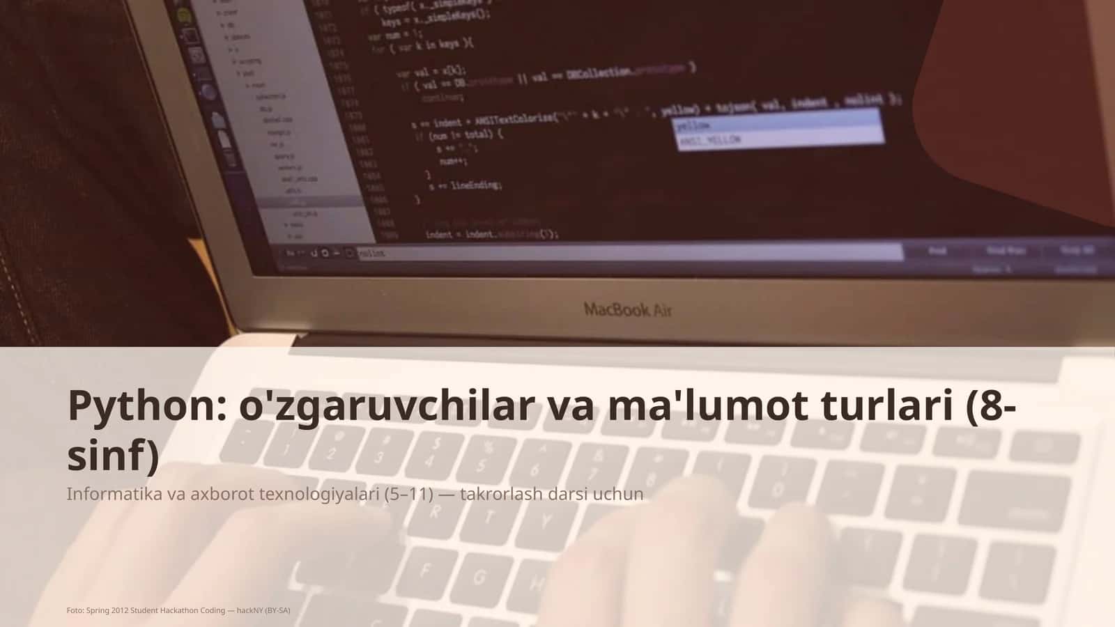 Python: o'zgaruvchilar va ma'lumot turlari (8-sinf)