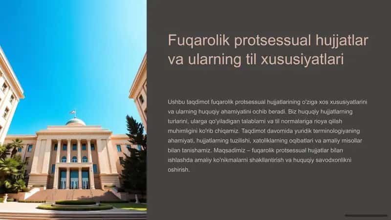 Fuqarolik protsessual hujjatlar va ularning til xususiyatlari