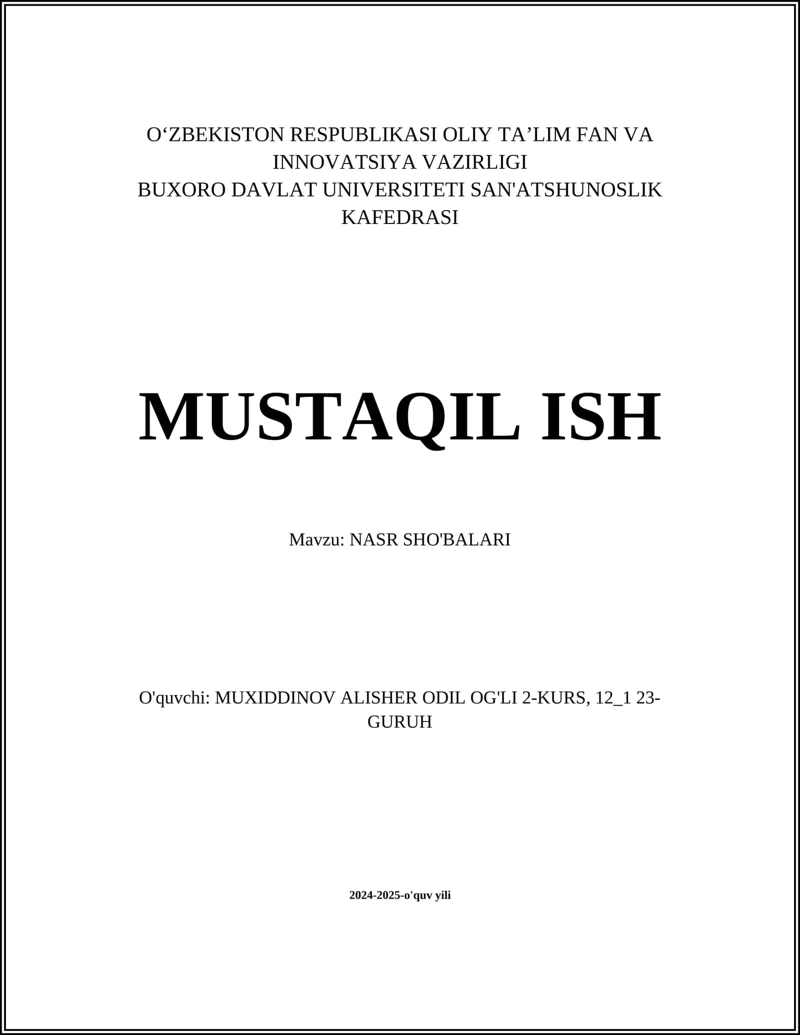 NASR SHO'BALARI