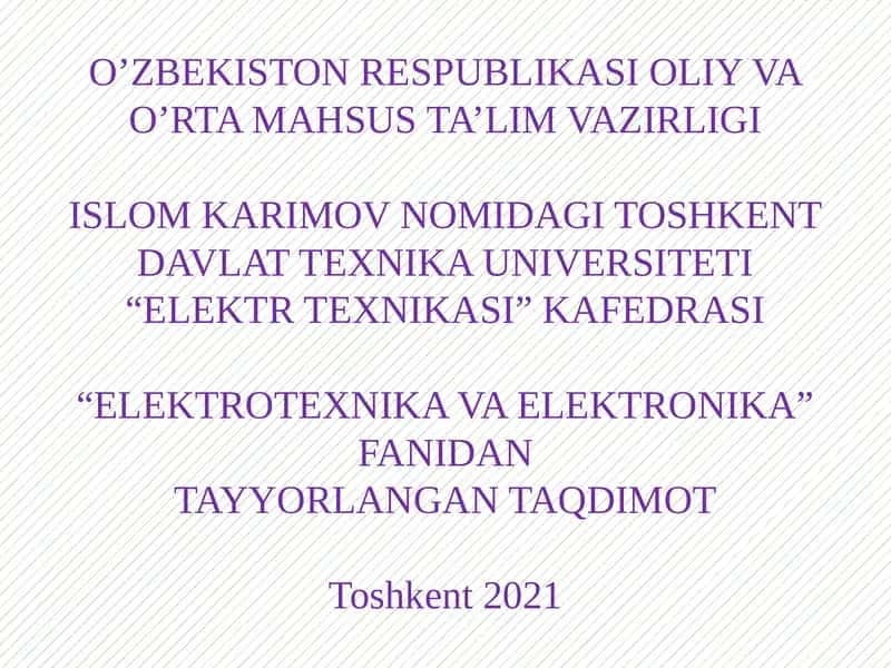 ELEKTRONIKA ASOSLARI