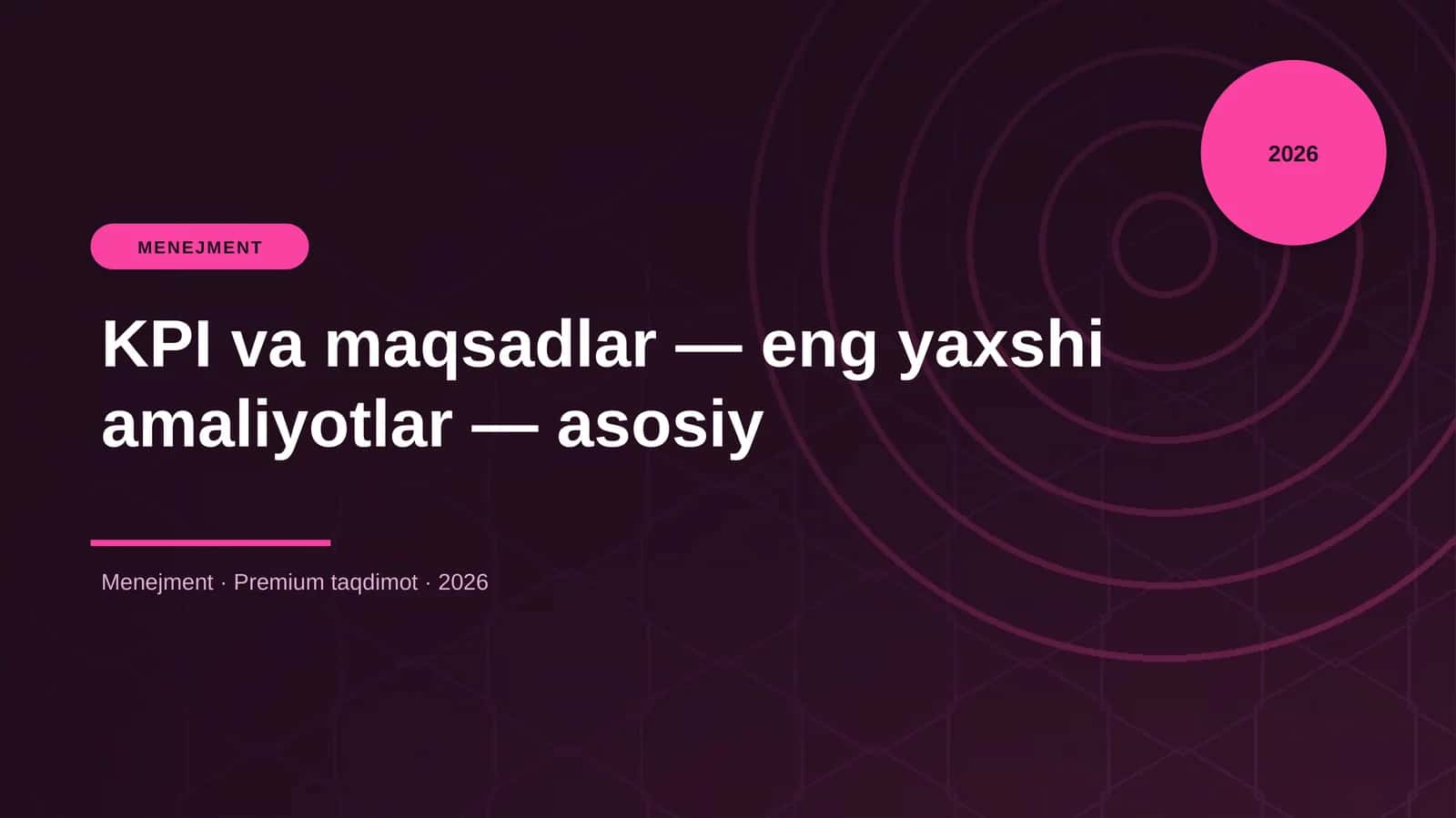KPI va maqsadlar — eng yaxshi amaliyotlar — asosiy