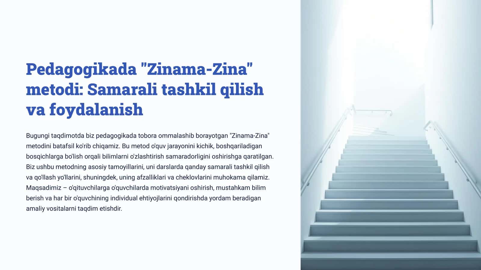 Pedagogikada Zinama-Zina metodi Samarali tashkil qilish va foydalanish