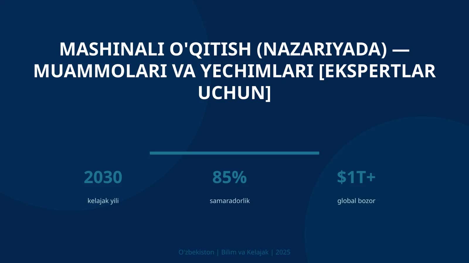 Mashinali o'qitish (nazariyada) — muammolari va yechimlari [ekspertlar uchun]
