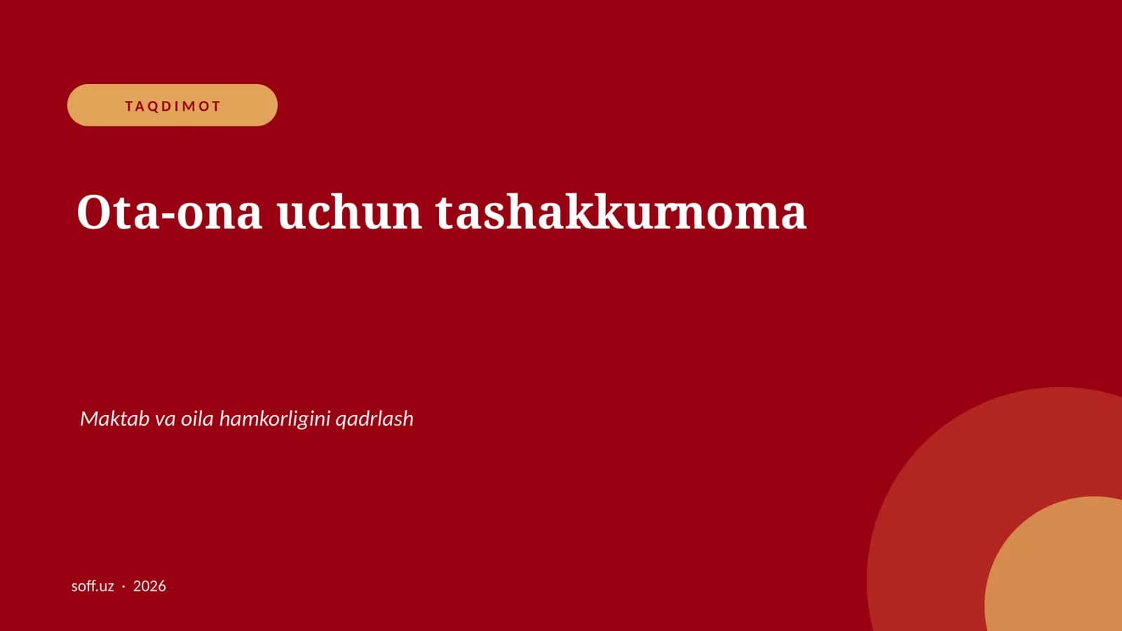 Ota-ona uchun tashakkurnoma