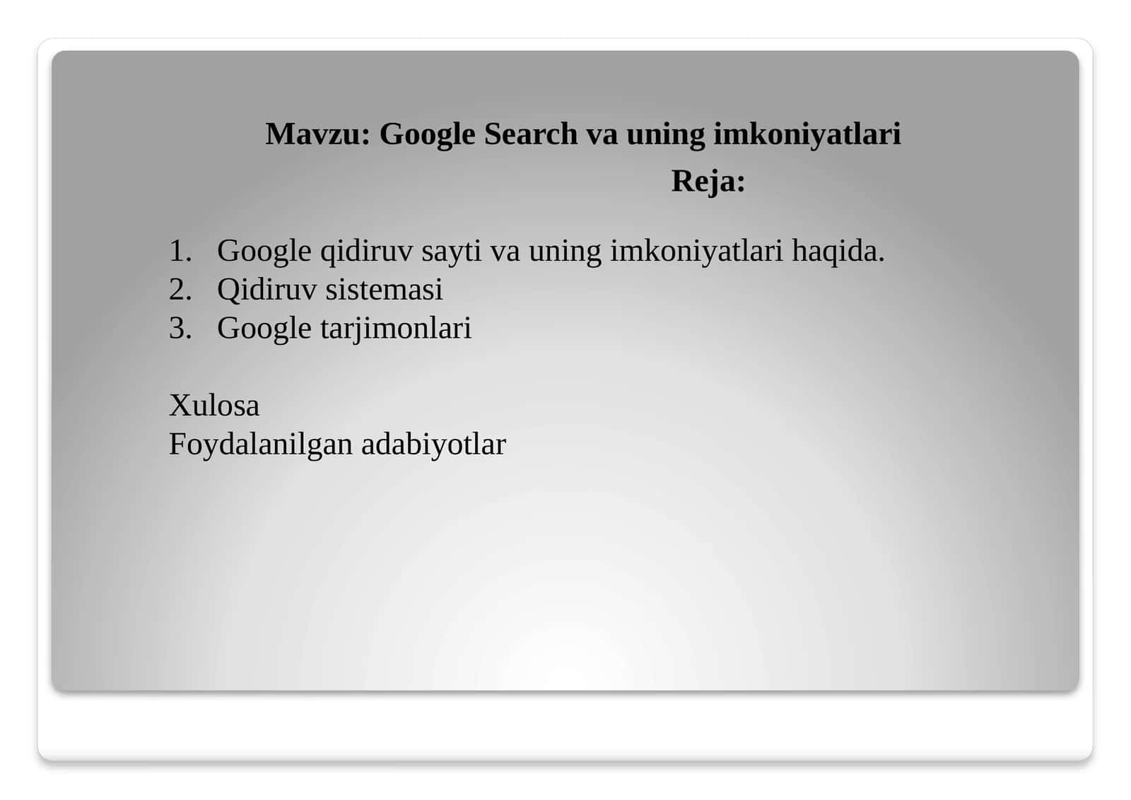 Google Search va uning imkoniyatlari