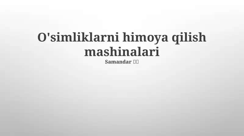 O'simliklarni himoya qilish mashinalari