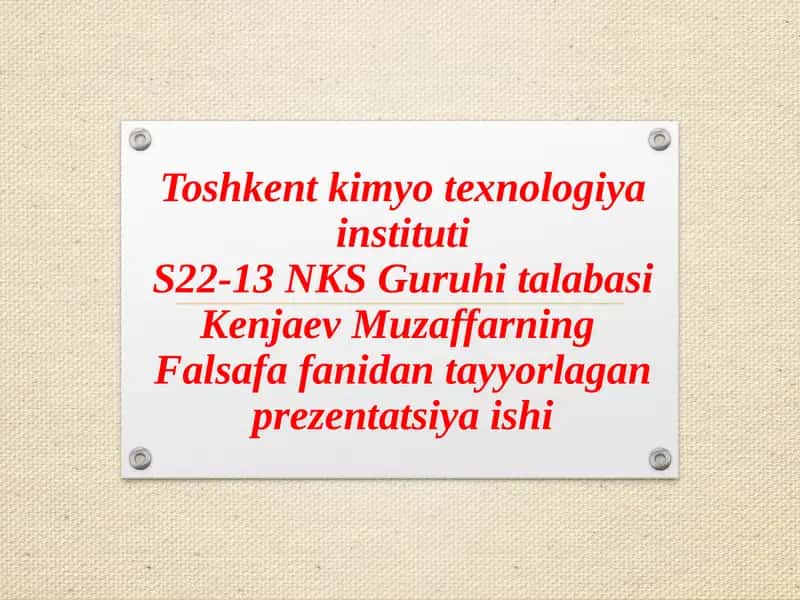 Falsafa fanida tayyorlagan prezentatsiya