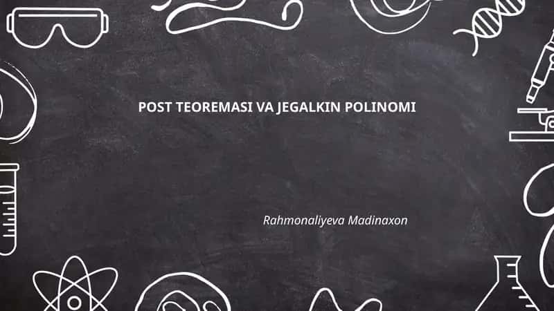 Post teoremasi va jegalkin polinomi