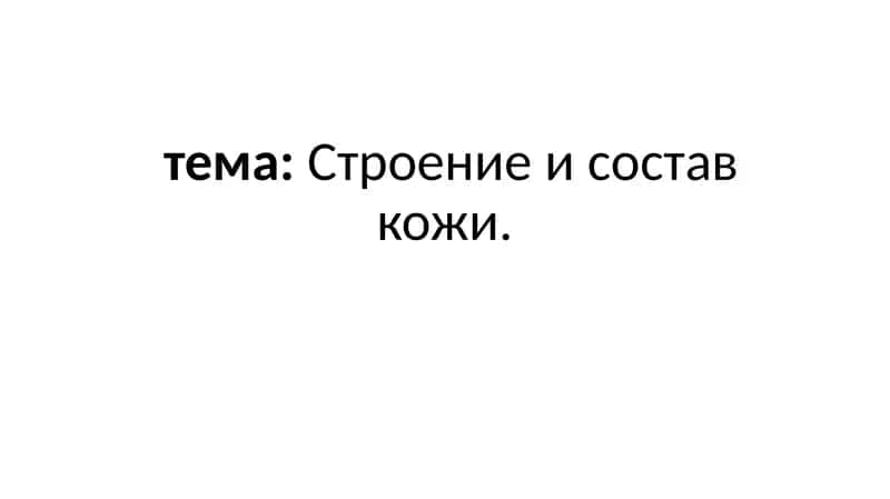 Строение и состав кожи