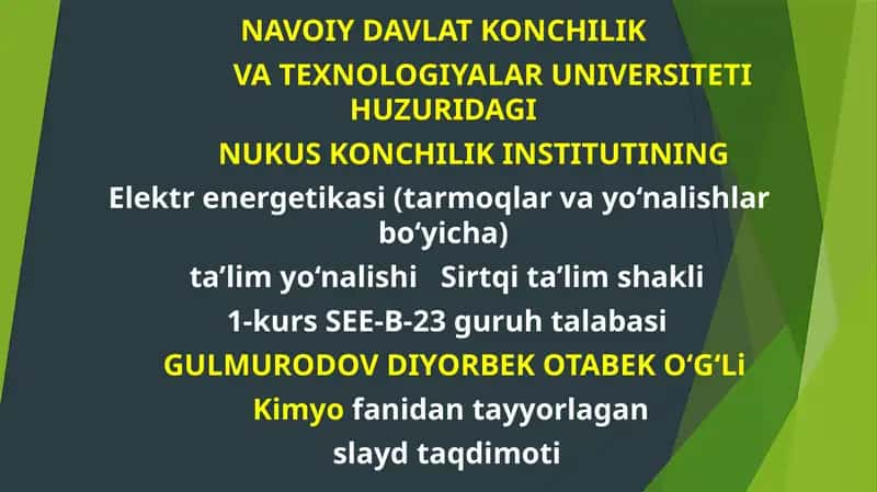 Kimyofanidantayyorlagan slaydtaqdimoti