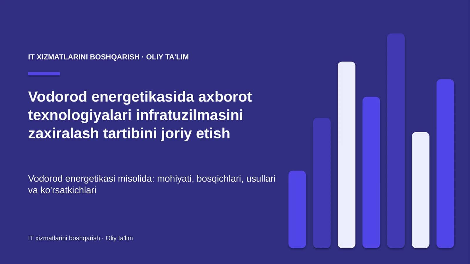Vodorod energetikasida axborot texnologiyalari infratuzilmasini zaxiralash tartibini joriy etish