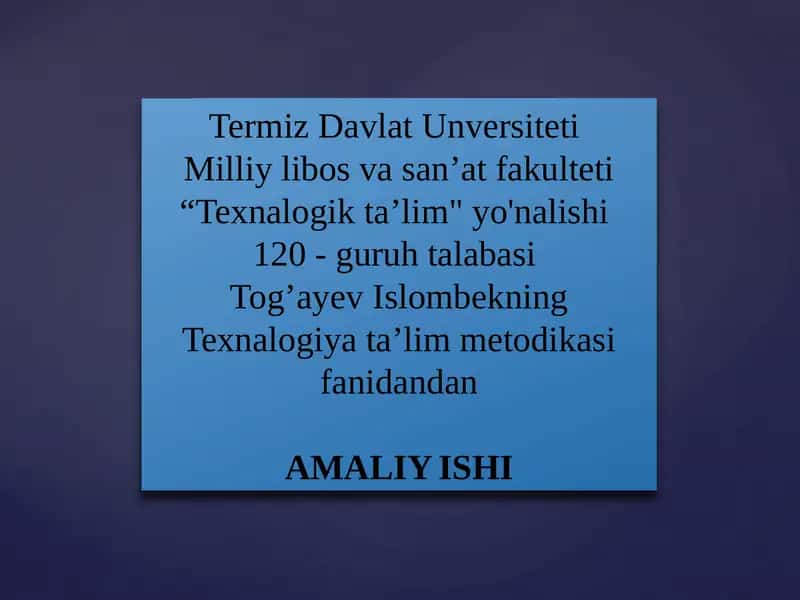 Nazariy dars rejasi