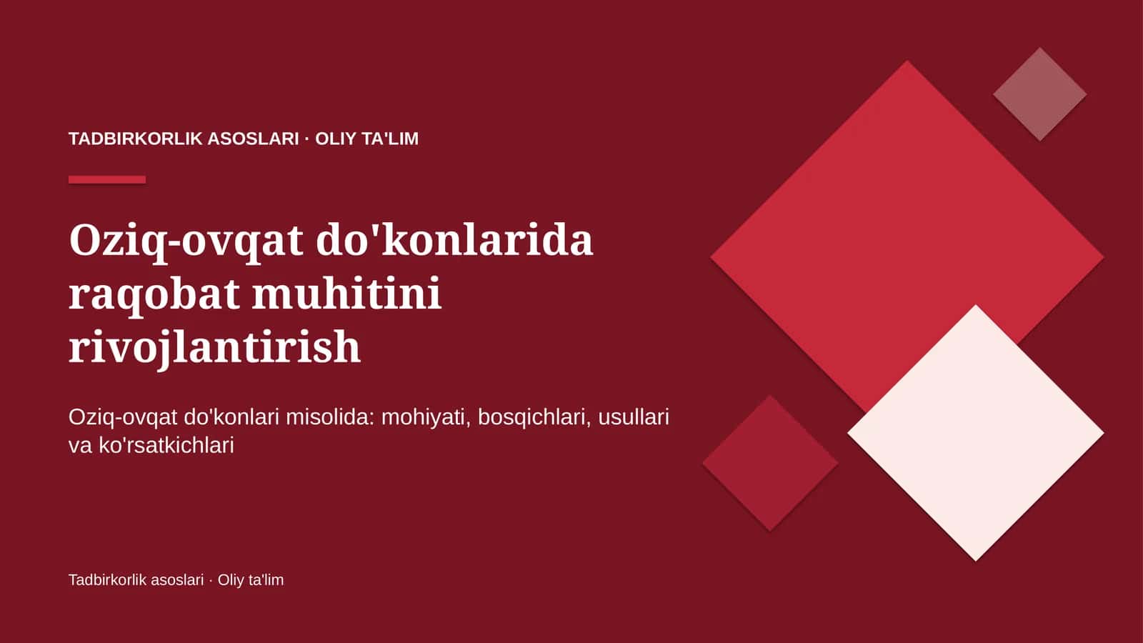 oziq ovqat do'konlarida raqobat muhitini rivojlantirish 2218