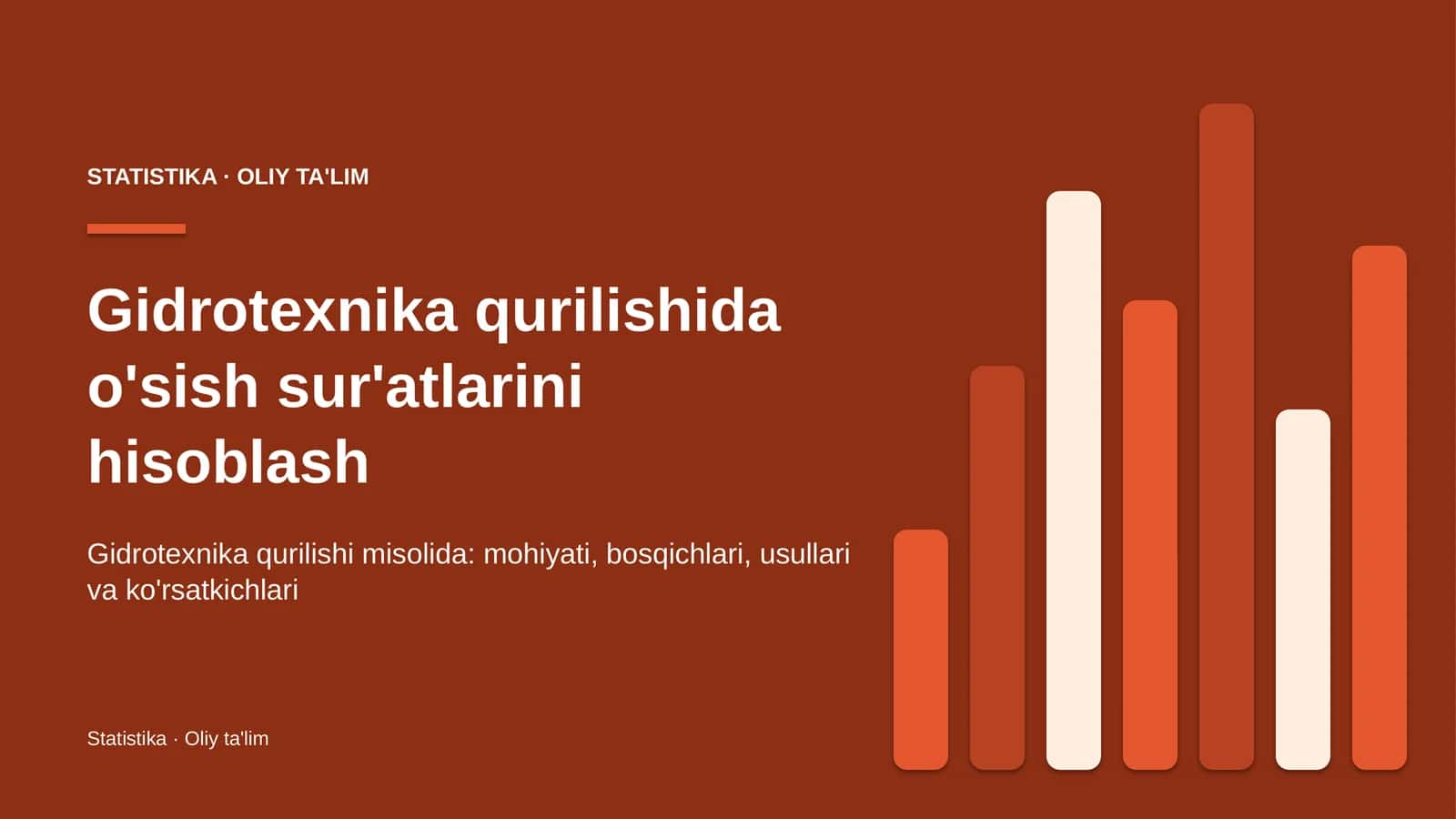 Gidrotexnika qurilishida o'sish sur'atlarini hisoblash