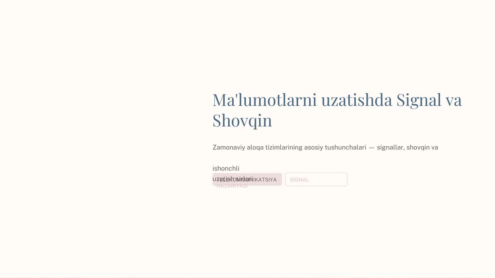Ma'lumotlarni uzatishda Signal va Shovqin