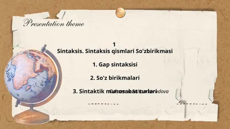 Sintaksis. Sintaksis qismlari So'zbirikmasi