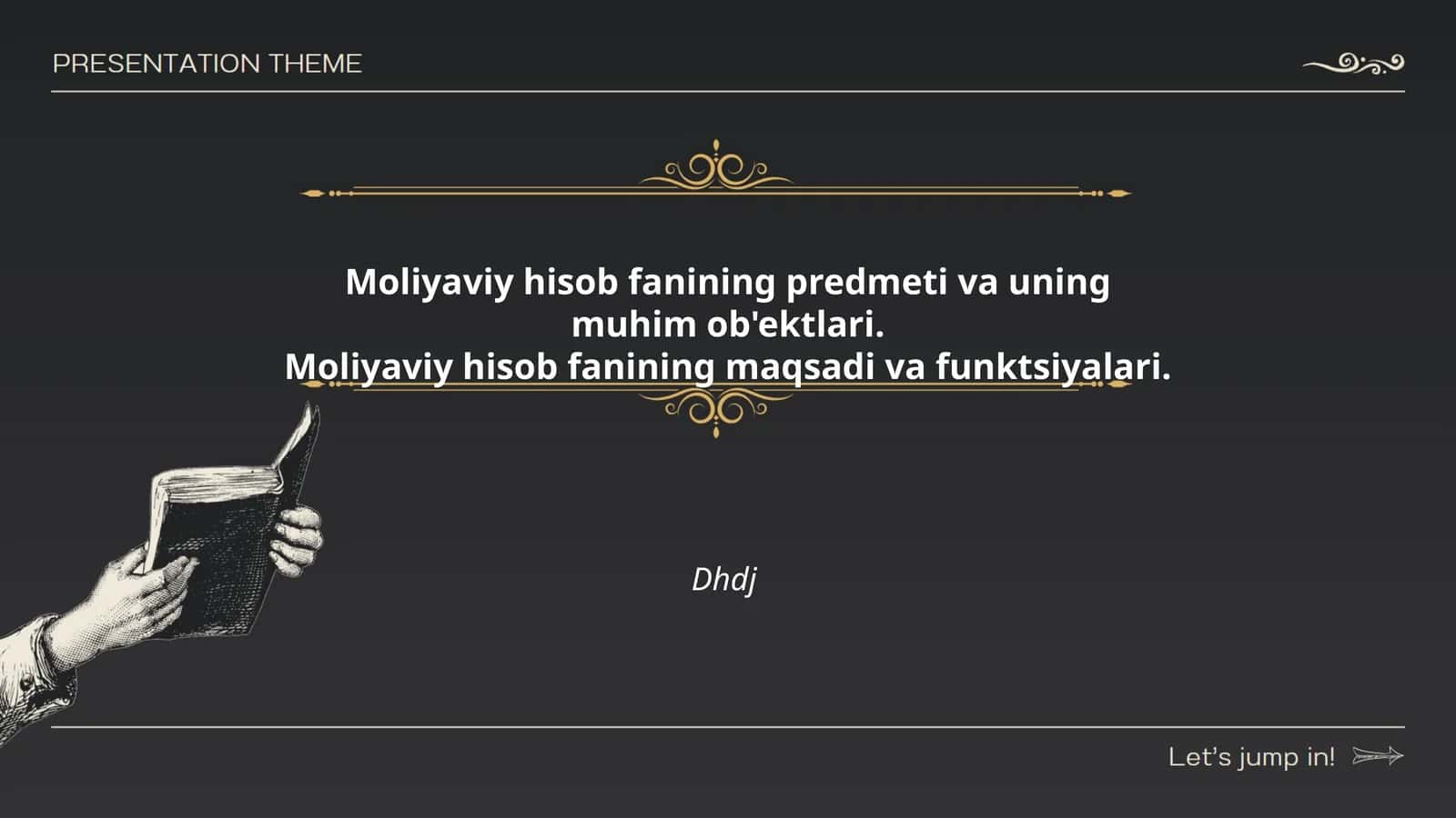 Moliyaviy hisob fanining predmeti va uning muhim ob'ektlari
