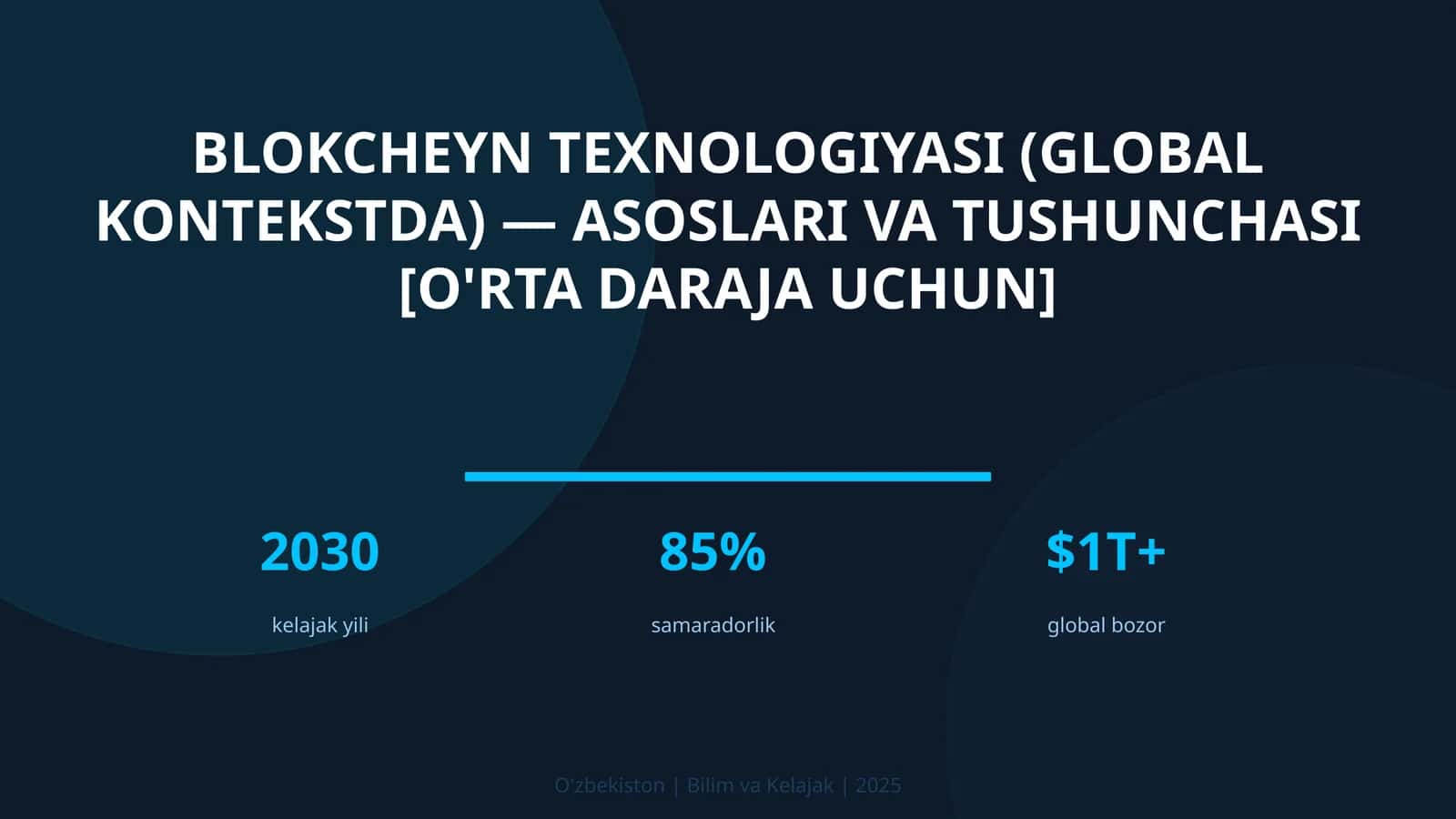 Blokcheyn texnologiyasi (global kontekstda) — asoslari va tushunchasi [o'rta daraja uchun]